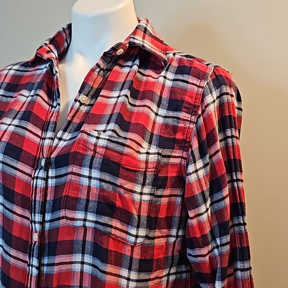 Denim & Supply Ralph Lauren Red & Blue Plaid Boyfriend Shirt Women’s Size Small - Picture 2 of 6